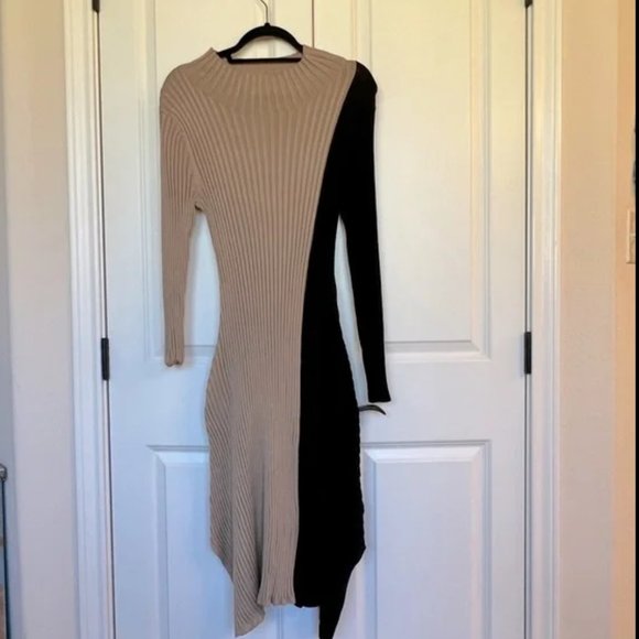 Lane Bryant Mock Neck Tan Colorblock Midi Sweater Dress Plus Size 18/20 NWOT - Picture 6 of 9